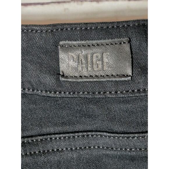 PAIGE Skyline Bootcut Black Jeans Mid Rise Stretch Denim Frayed Hem Size 26 - Picture 11 of 14